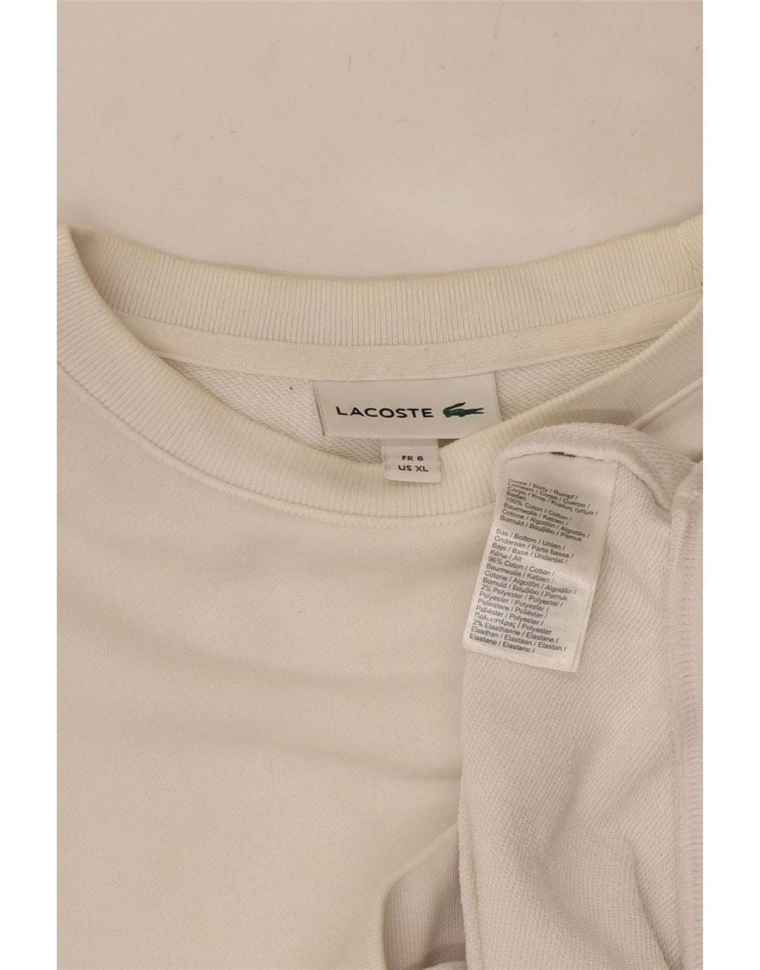 LACOSTE Muški džemper veličine 6 XL, bijeli pamuk