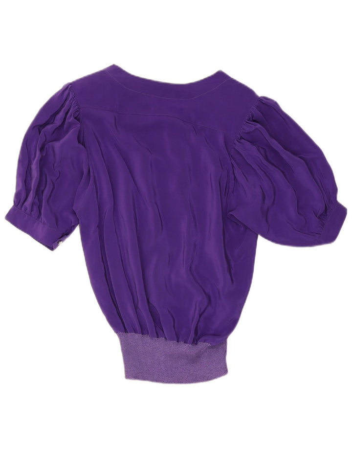 VINTAGE Womens 3/4 Sleeve Blouse Top UK 14 Medium Purple