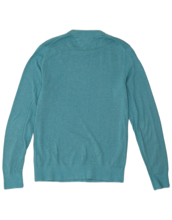 Tommy Hilfiger Mens Crew Neck Jumper Sweater Medium Turquoise Cotton