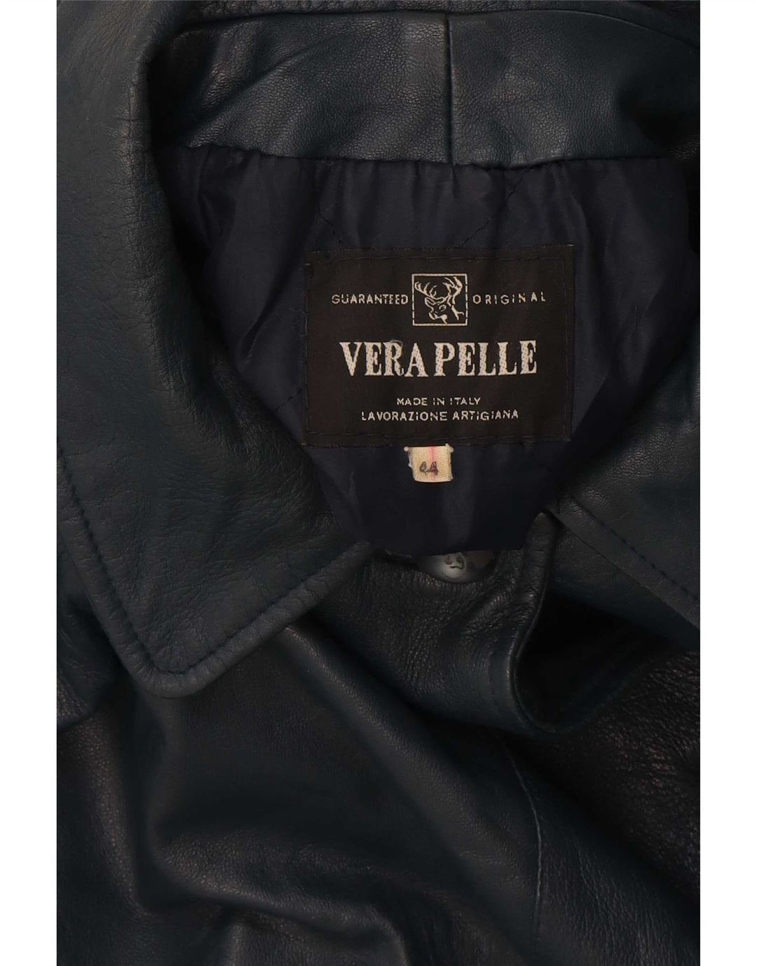 Vintage ženski preveliki kožni kaput IT 44 Srednje tamnoplavi
