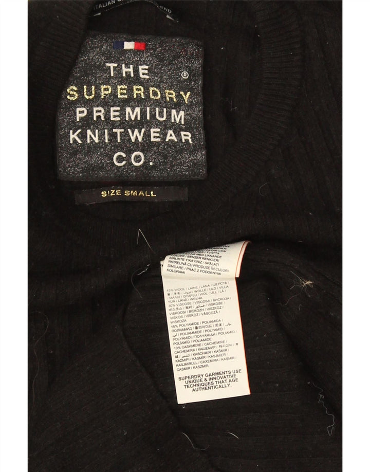 Superdry ženski džemper s okruglim izrezom UK 8 Mali crni vuneni