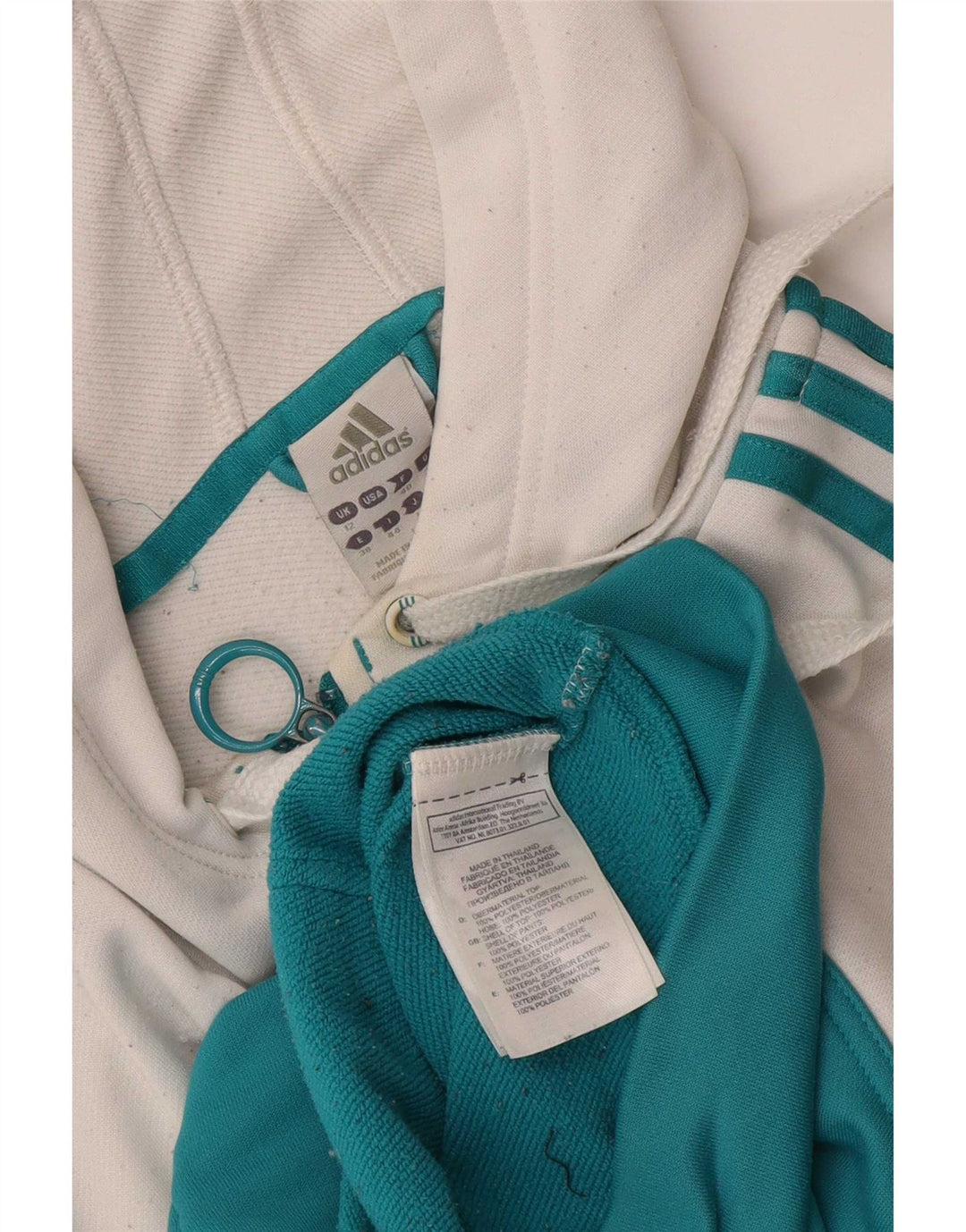 Adidas ženski pulover s kapuljačom na patentni zatvarač UK 12 Srednje bijeli poliester u boji