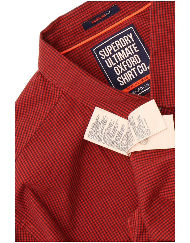 Superdry muška majica standardnog kroja XL crveni pamuk od ginghama