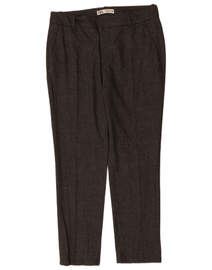 ZARA Ženske uske hlače odijela EU 40 srednje W30 L29 sivi karirani poliester