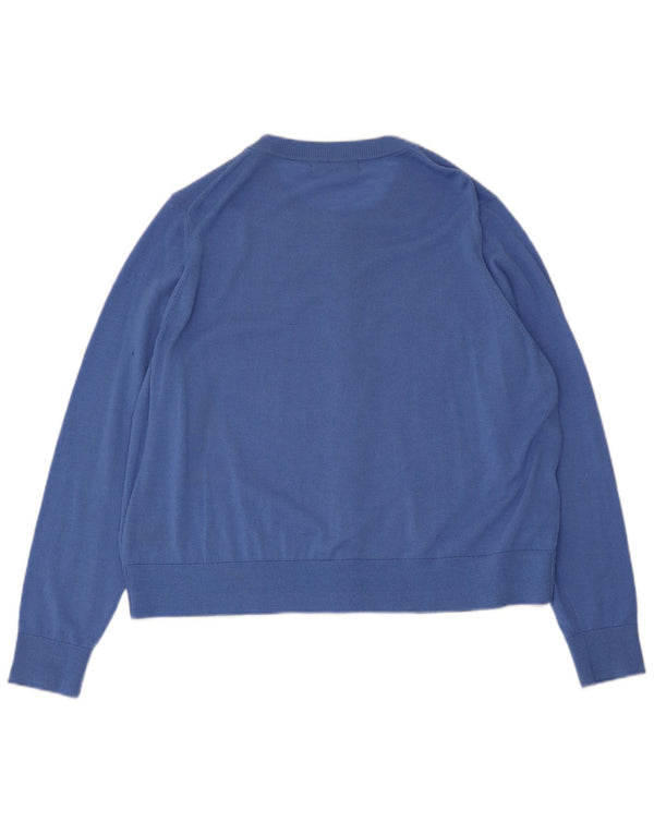 Marks & Spencer ženski kardigan pulover UK 20 2XL plava merino vuna