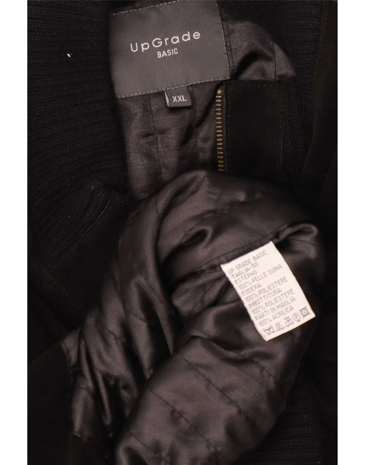Vintage muška bomber jakna od brušene kože UK 44 2XL crna koža