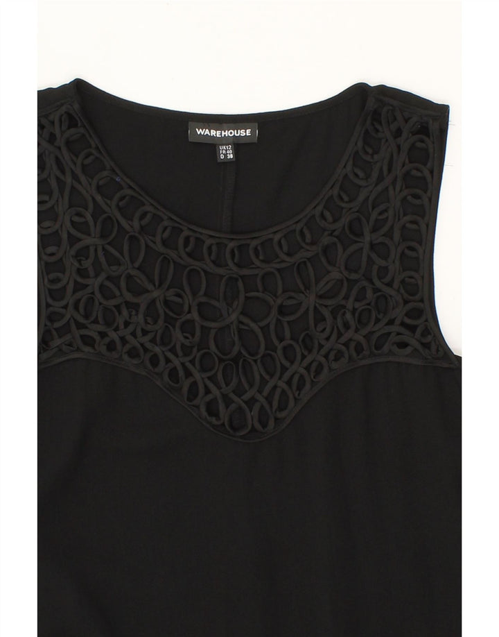 WAREHOUSE Womens Sleeveless A-Line Dress UK 12 Medium  Black Polyester Vintage Warehouse and Second-Hand Warehouse from Messina Hembry 