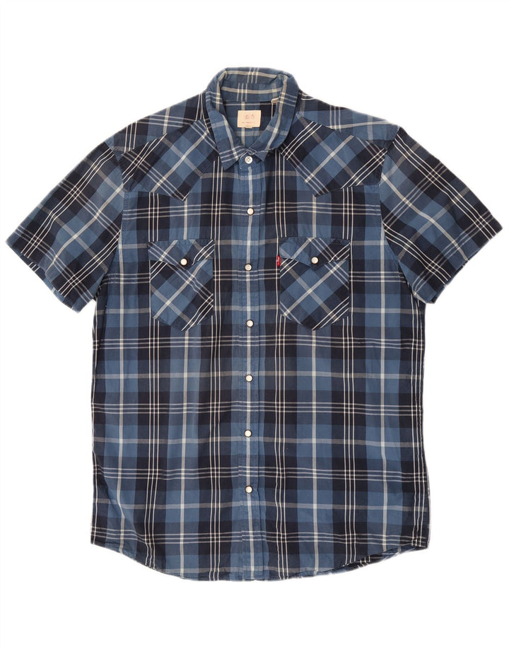 Levi's muška košulja kratkih rukava, veliki plavi karirani pamuk