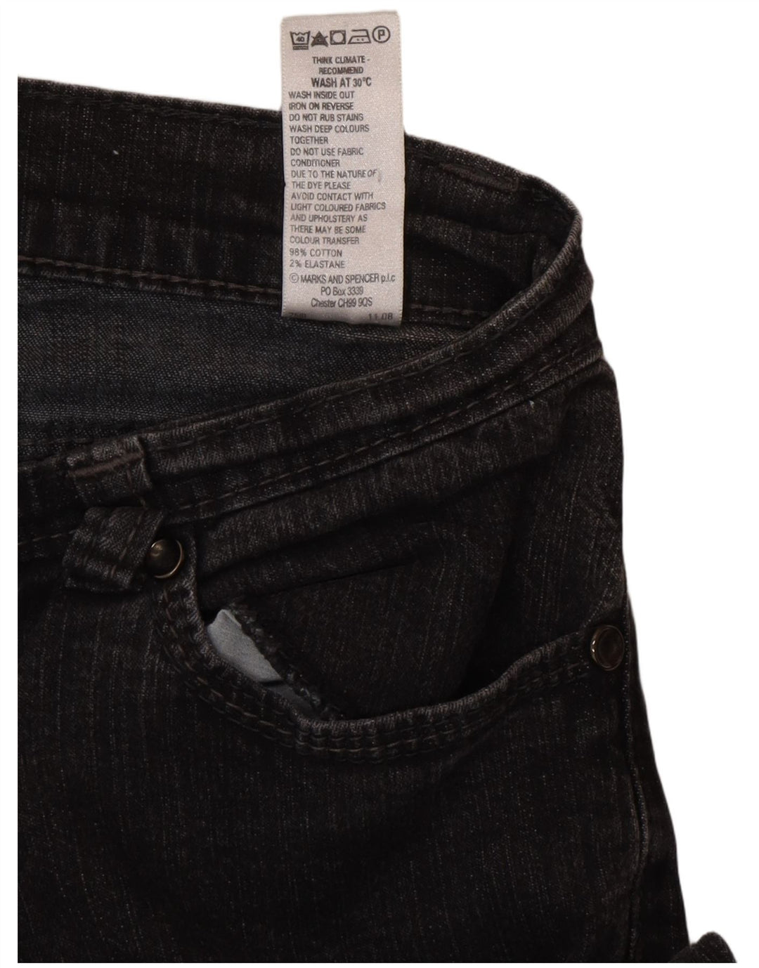 Marks & Spencer ženske traperice Bootcut UK 10 male W27 L29 crni pamuk