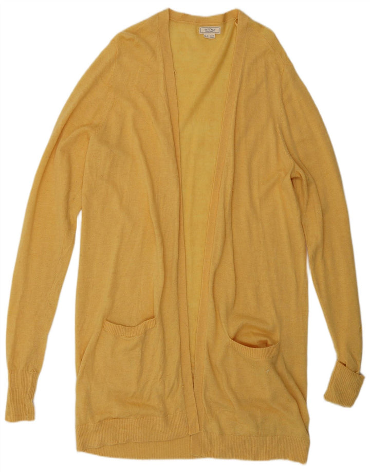 FAT FACE Ženski dugački otvoreni kardigan pulover UK 14 Srednje žuta vuna