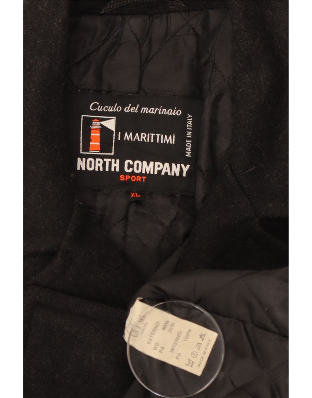 Vintage muški graškasti kaput UK 42 XL crna vuna