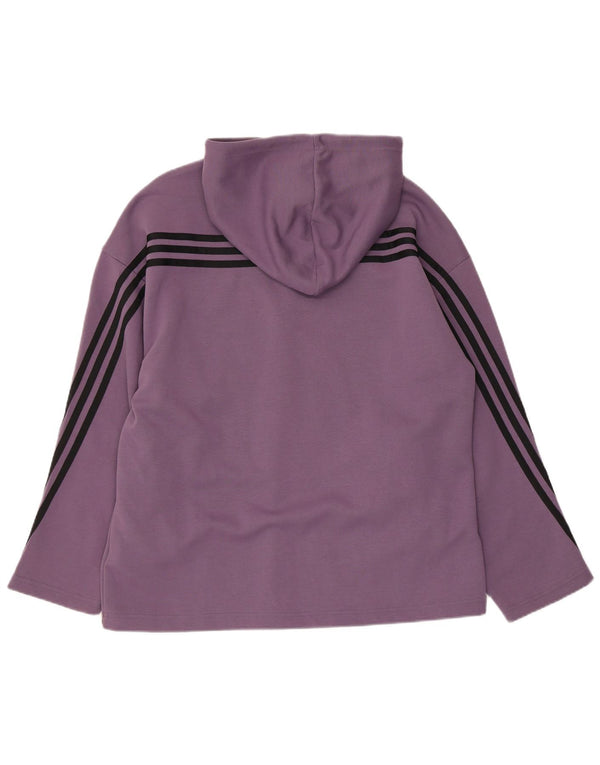 ADIDAS Womens Oversized Hoodie Jumper UK 8/10 Small Purple Cotton