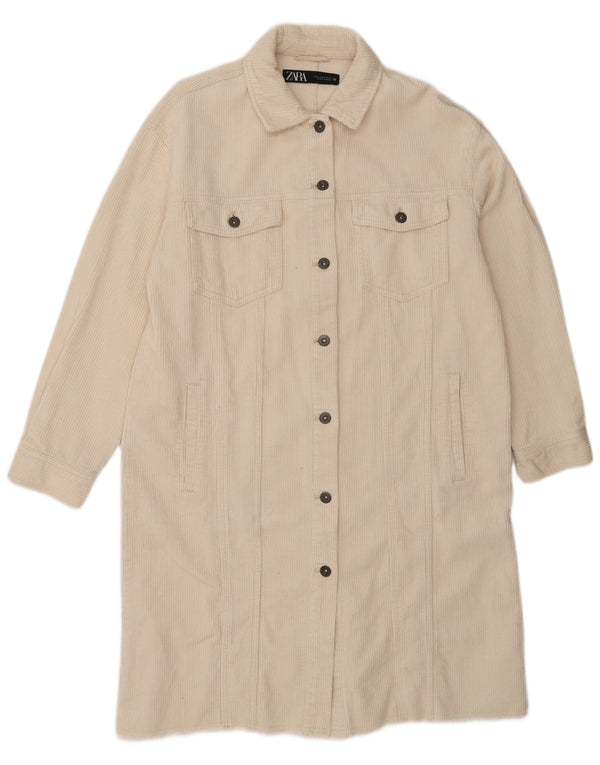 Zara ženski kaput od samta UK 12 srednje bijele boje od pamuka