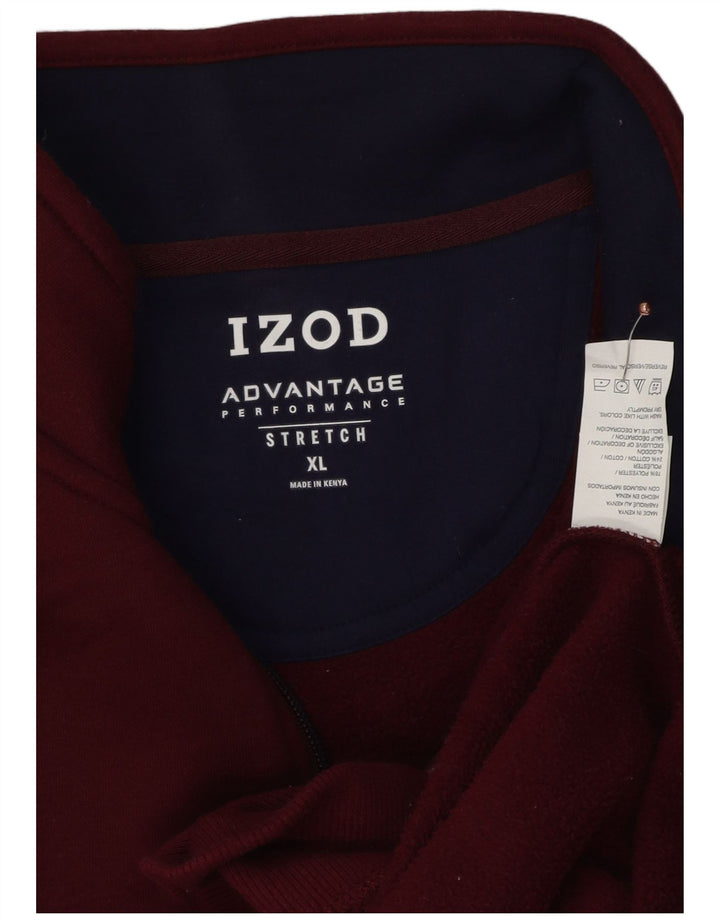 IZOD Muška majica s izrezom s patentnim zatvaračem XL bordo poliester