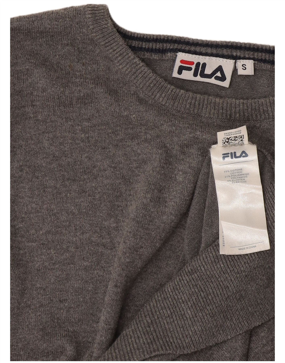 Fila muški pulover s veznim izrezom, mali sivi pamuk