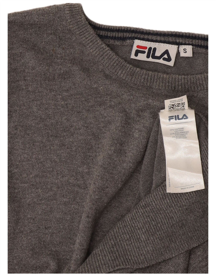 Fila muški pulover s veznim izrezom, mali sivi pamuk