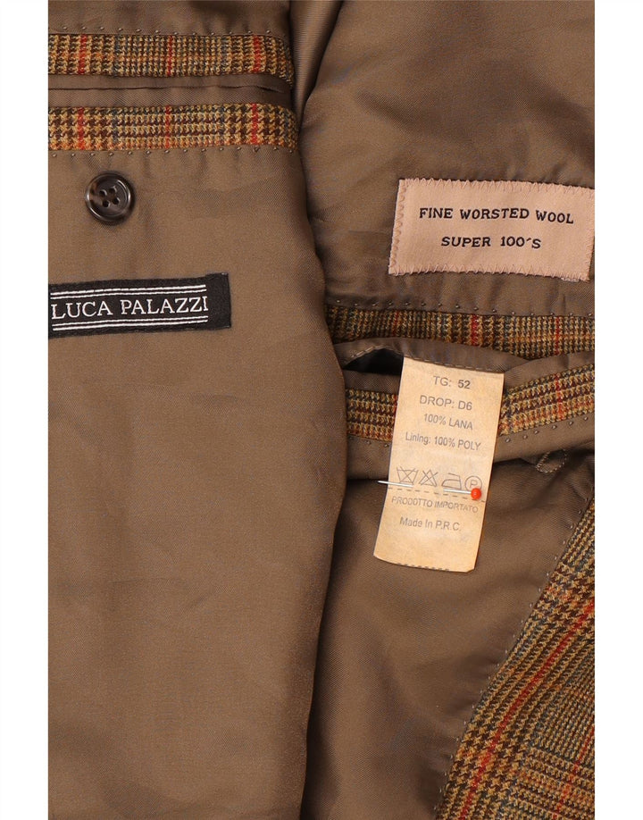 Vintage muški sako s 3 gumba IT 52 XL, smeđa karirana vuna