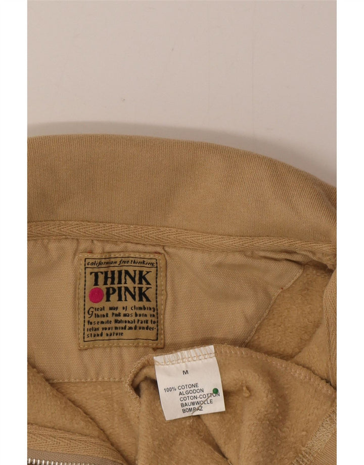Think Pink Muška majica s izrezom i srednjim bež pamukom