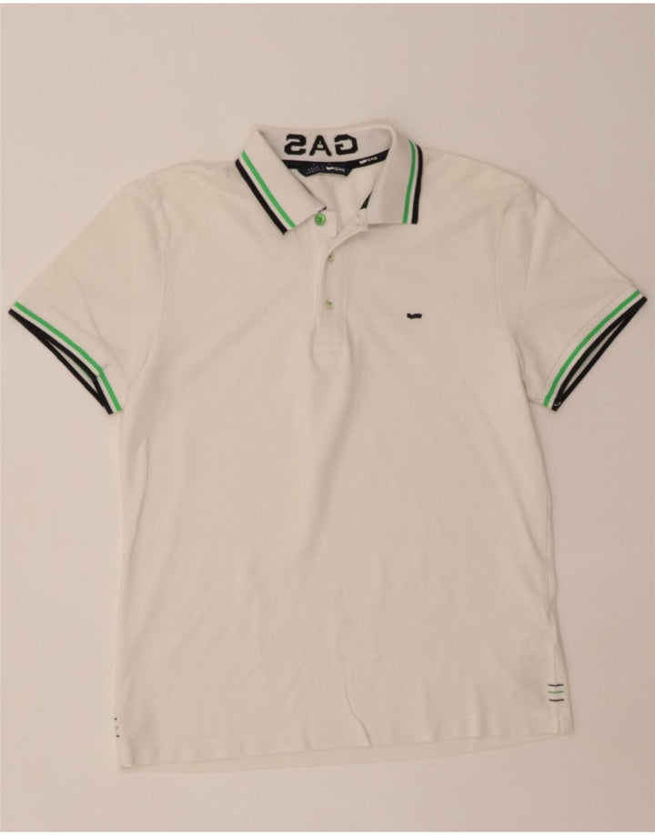 GAS Mens Polo Shirt Medium White Cotton Vintage Gas and Second-Hand Gas from Messina Hembry 