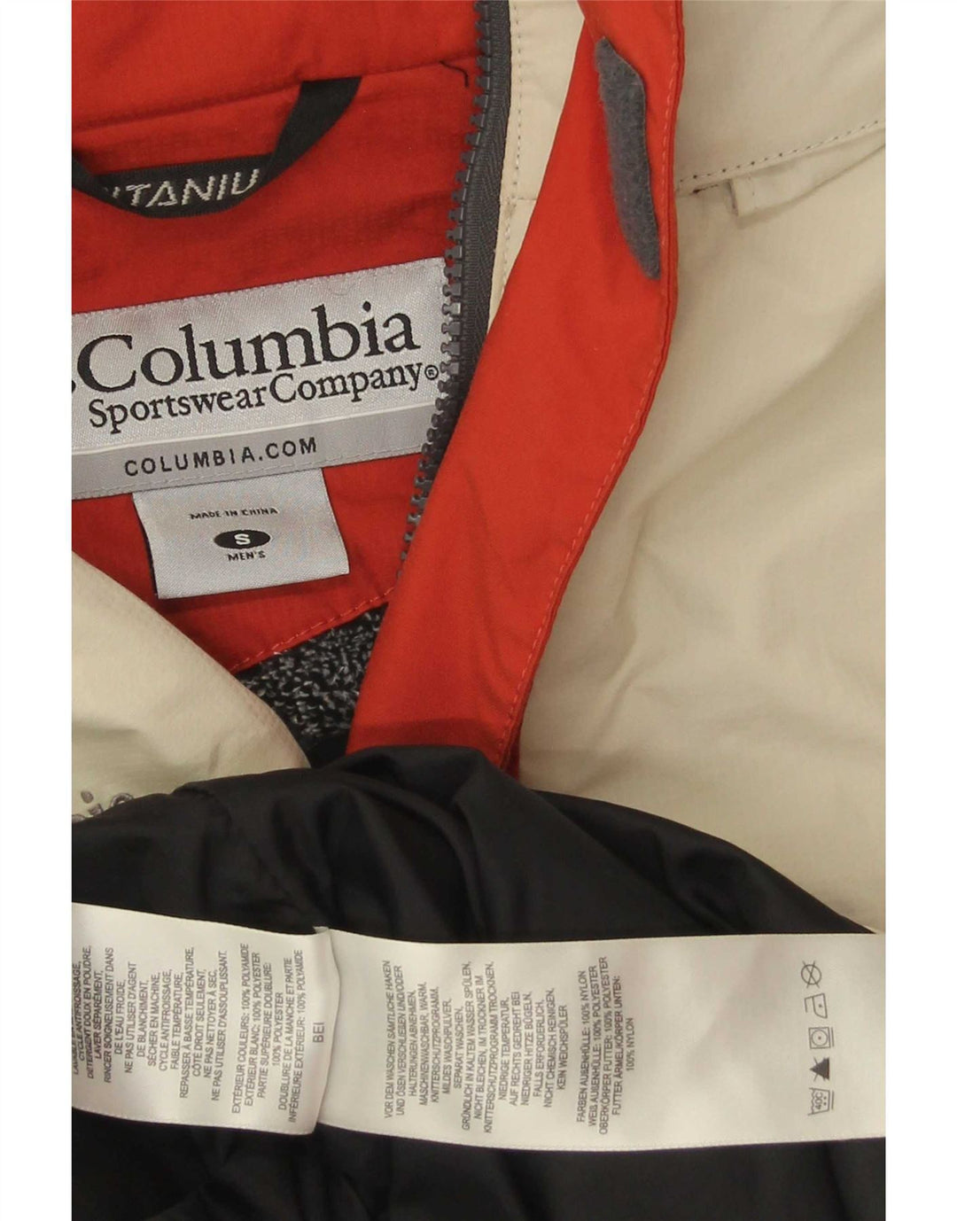 Columbia muška skijaška jakna od titana UK 36 mali crveni najlon u boji