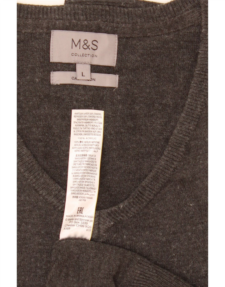 Marks & Spencer muški džemper s V-izrezom veliki sivi akril