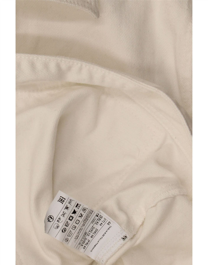 BENETTON Womens Denim Jacket UK 12 Medium  White Cotton Vintage Benetton and Second-Hand Benetton from Messina Hembry 