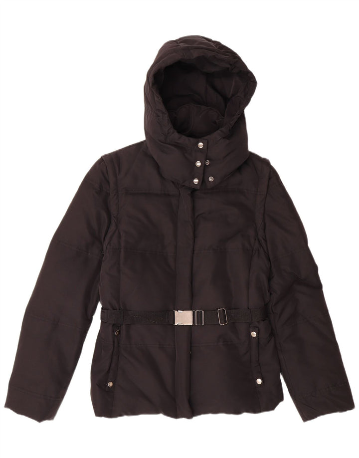 MASSIMO DUTTI Womens Hooded Padded Jacket UK 10 Small Black Polyester