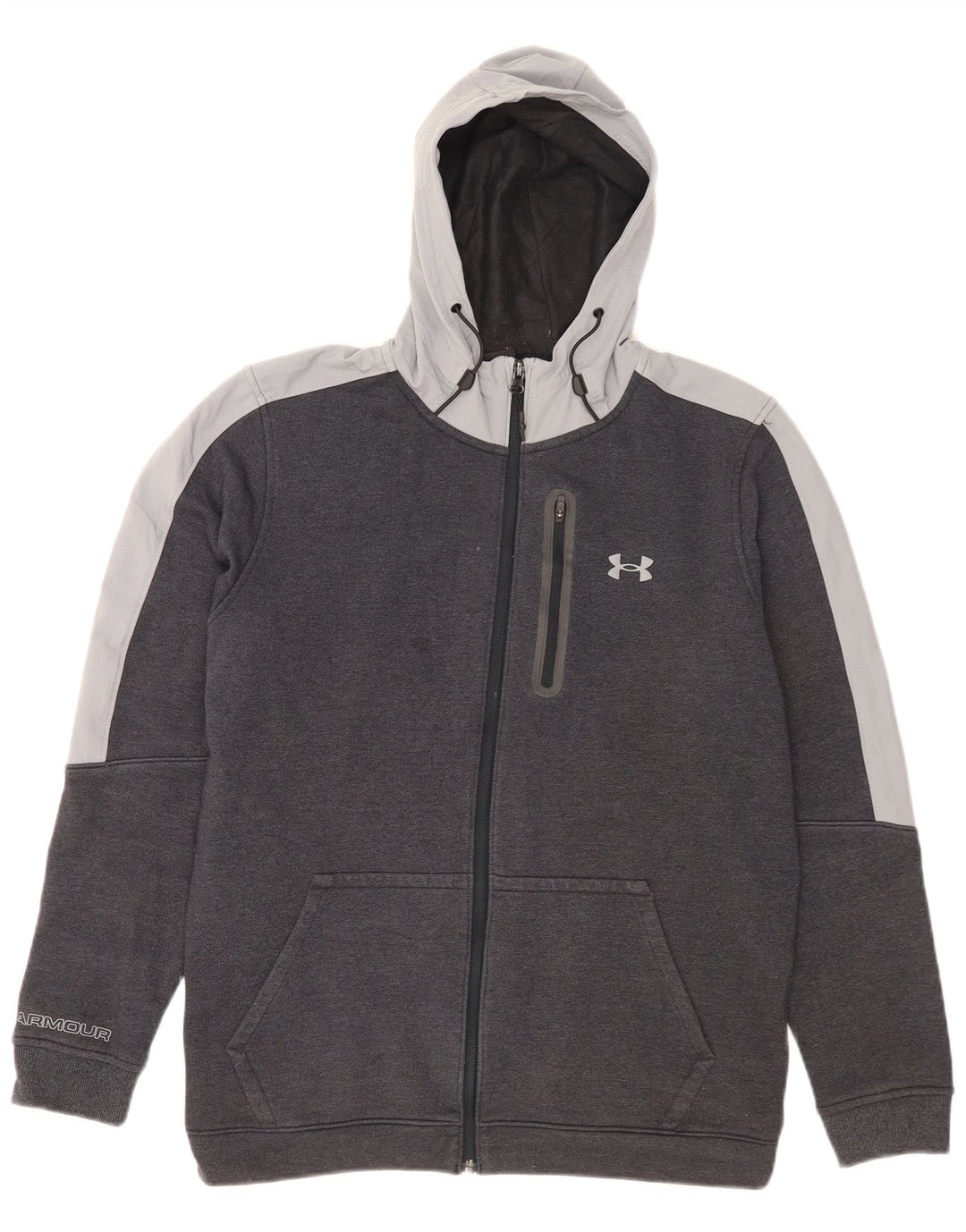 Under Armour muški pulover s kapuljačom s patentnim zatvaračem srednje sivi pamuk u blokovima boja