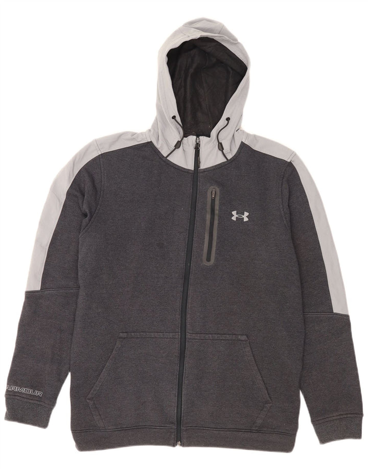 Under Armour muški pulover s kapuljačom s patentnim zatvaračem srednje sivi pamuk u blokovima boja