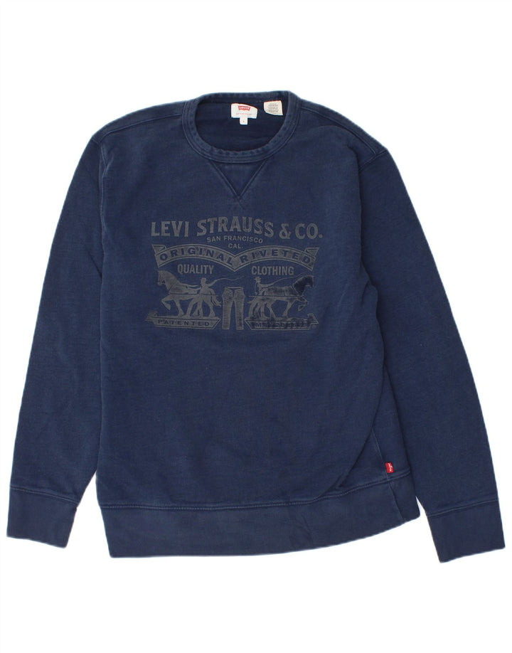 LEVI'S muški džemper s grafičkim motivima, mali tamnoplavi pamuk