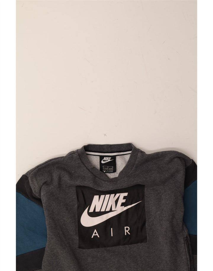 NIKE Boys Graphic Sweatshirt Jumper 10-11 Years Medium  Grey Colourblock Vintage Nike and Second-Hand Nike from Messina Hembry 