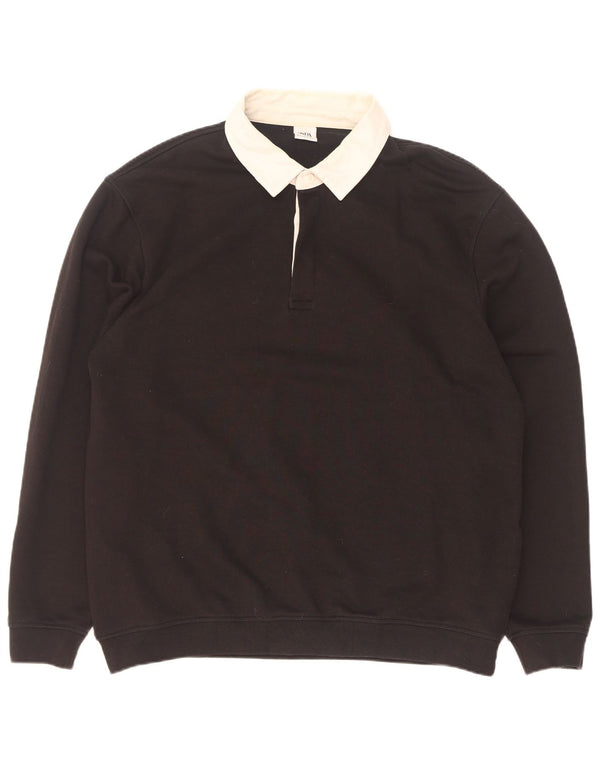 Zara muška ragbi polo majica dugih rukava XL crni pamuk