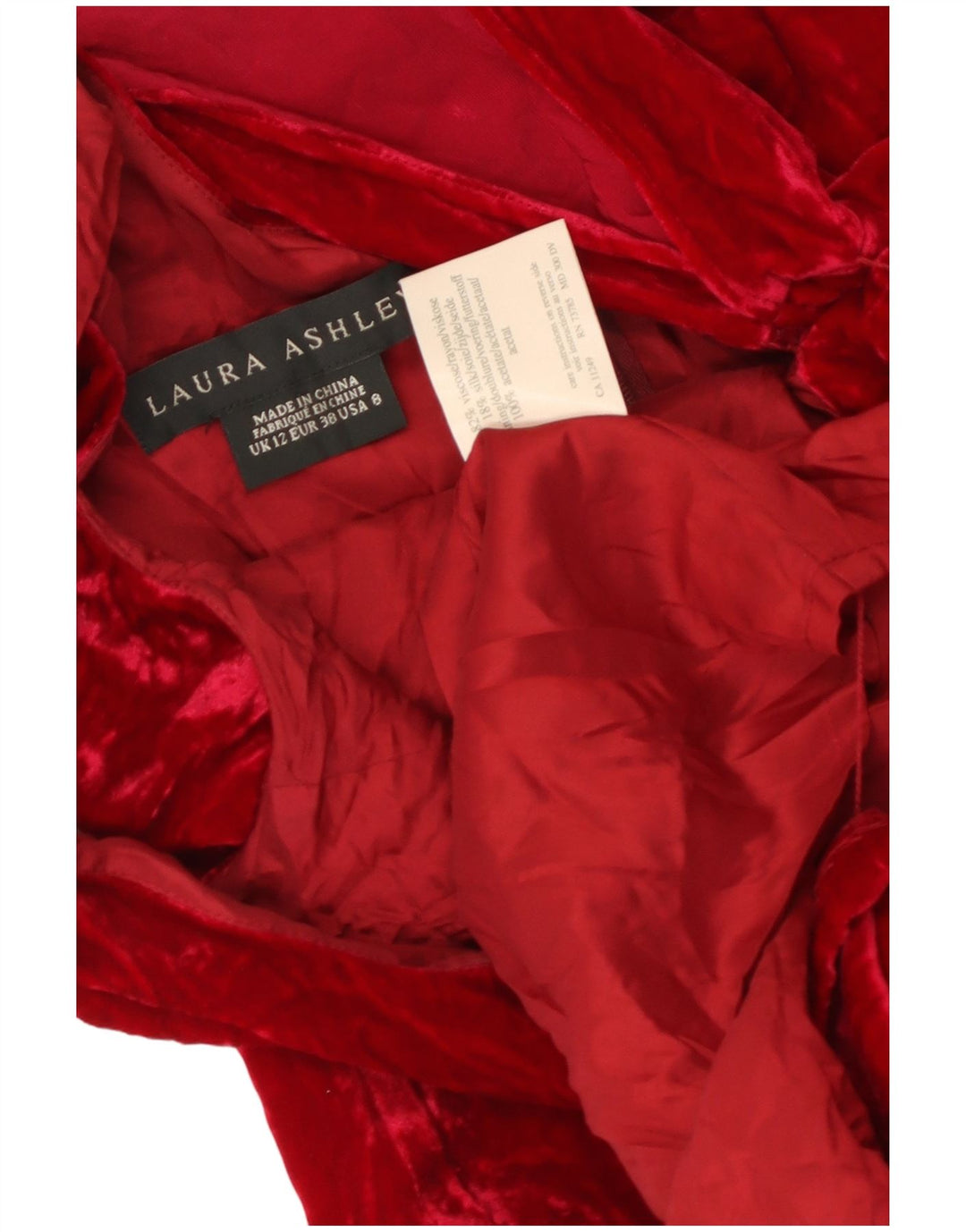 LAURA ASHLEY Ženska baršunasta maksi haljina s otvorenim ramenima UK 12 srednje crvena
