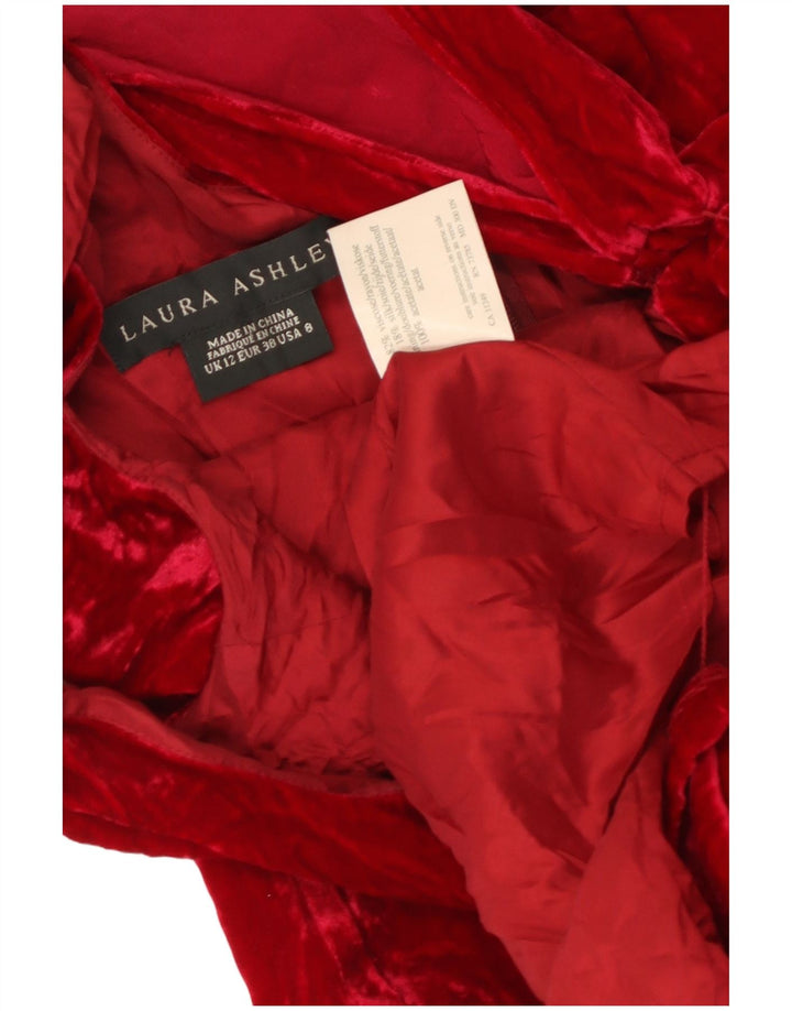 LAURA ASHLEY Ženska baršunasta maksi haljina s otvorenim ramenima UK 12 srednje crvena