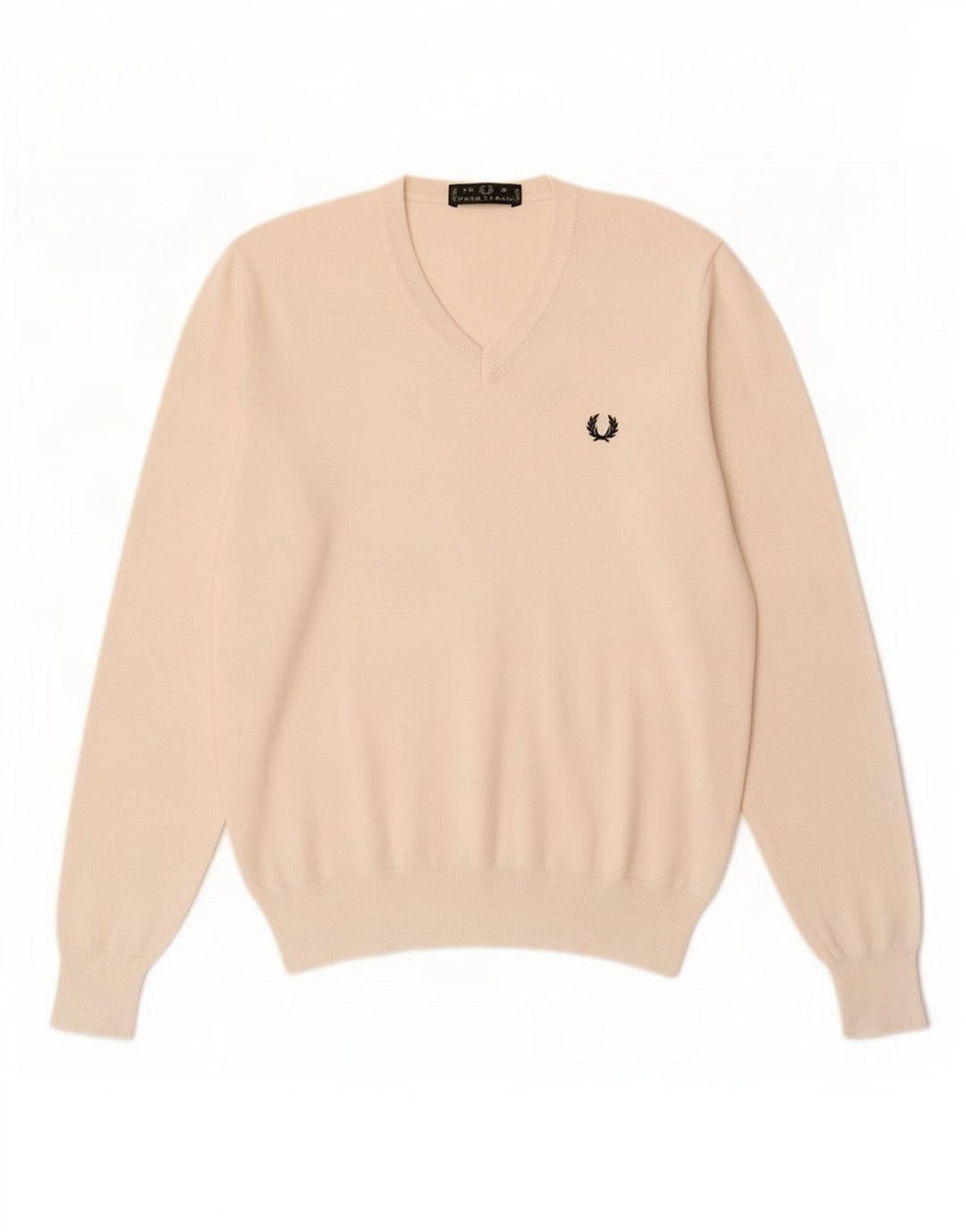 Fred Perry, muški džemper s V-izrezom, mali sivobijeli pamuk