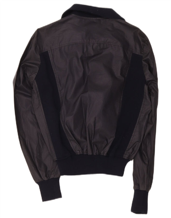 Vintage ženska bomber jakna IT 48 XL tamnoplavi poliester u boji