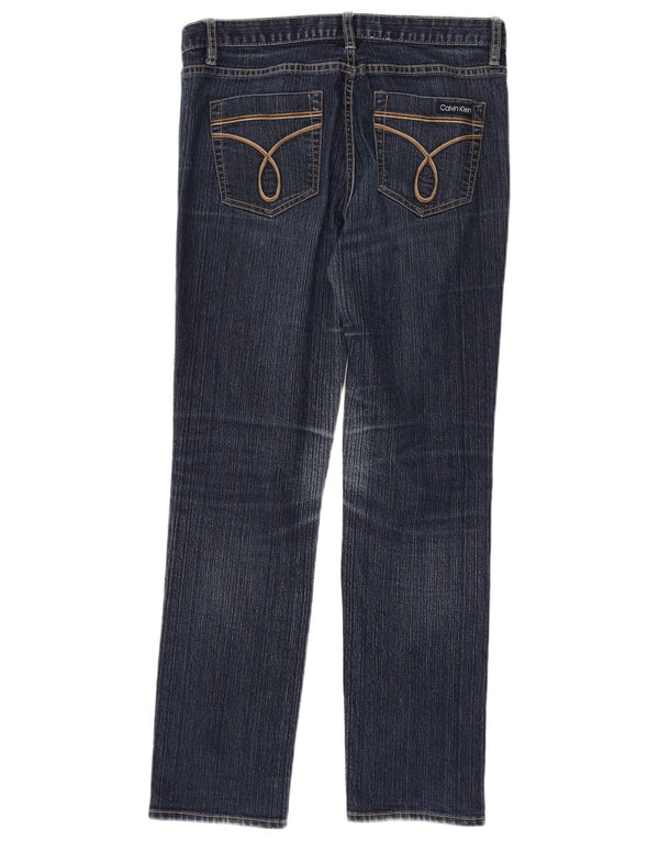 Calvin Klein ženske uske traperice US 10 Large W32 L30 tamnoplavi pamuk