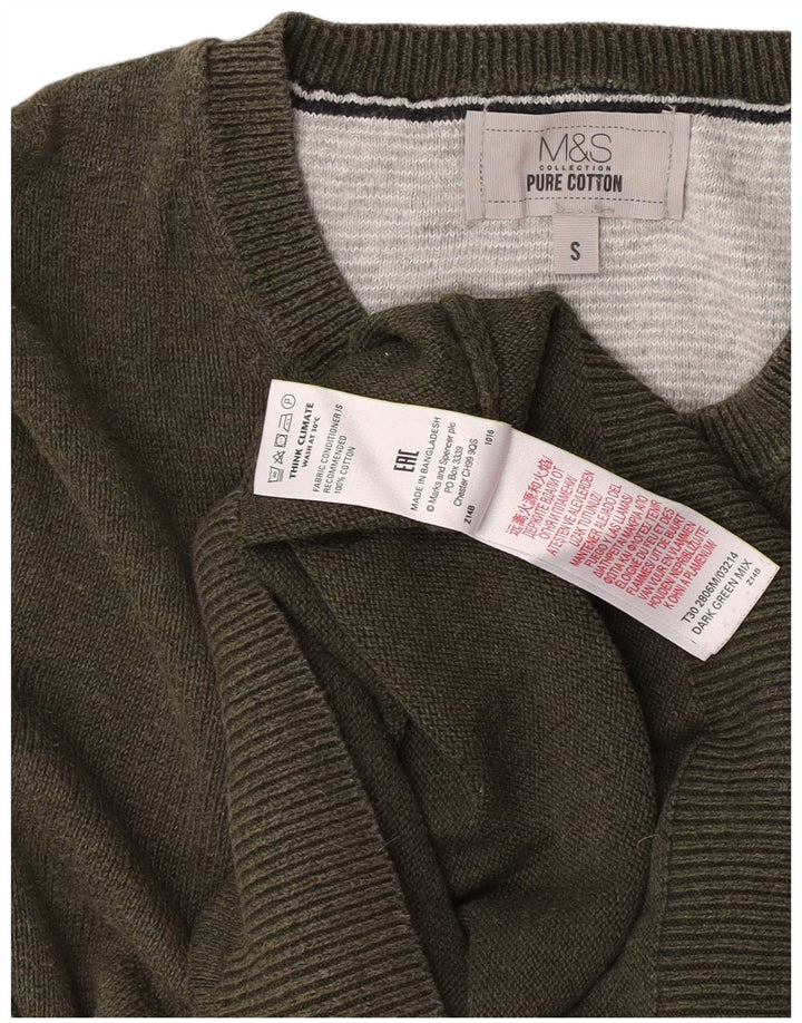 Marks & Spencer, muški džemper s okruglim izrezom, mali kaki pamuk