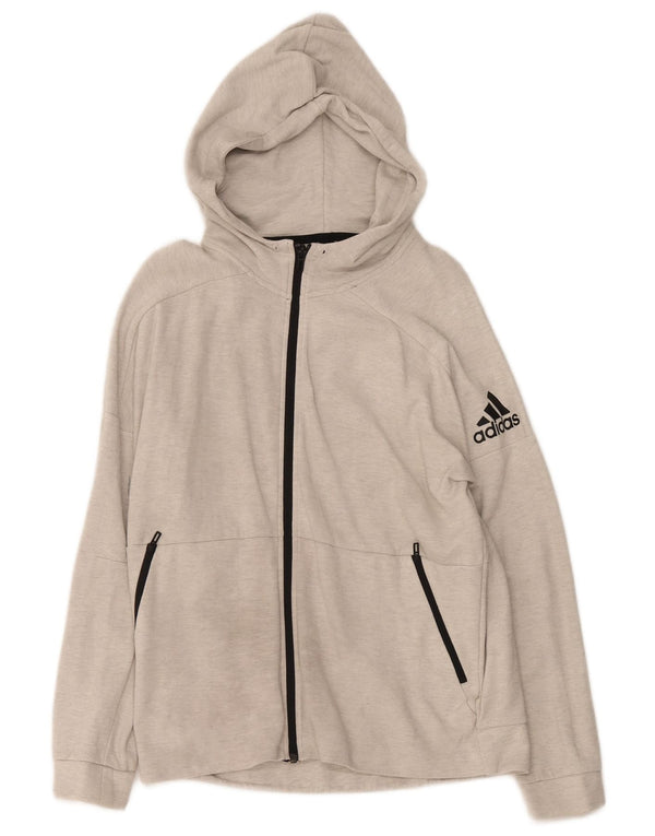 Adidas ženski pulover s kapuljačom s patentnim zatvaračem UK 16/18 Veliki sivi flekasti pamuk