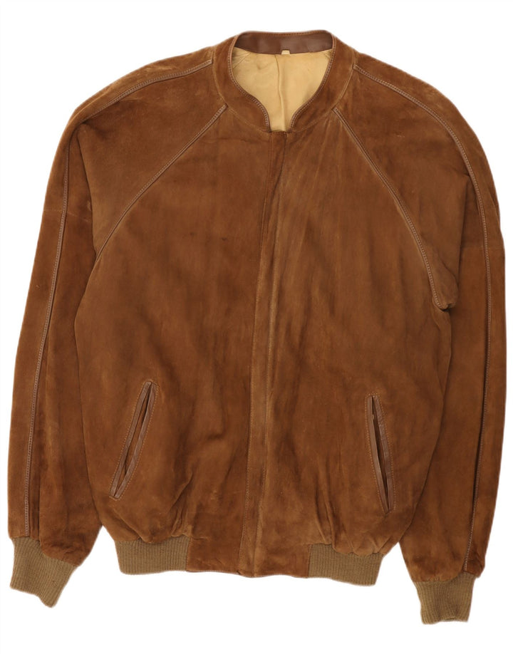 Vintage muška bomber jakna od brušene kože IT 56 3XL smeđa koža