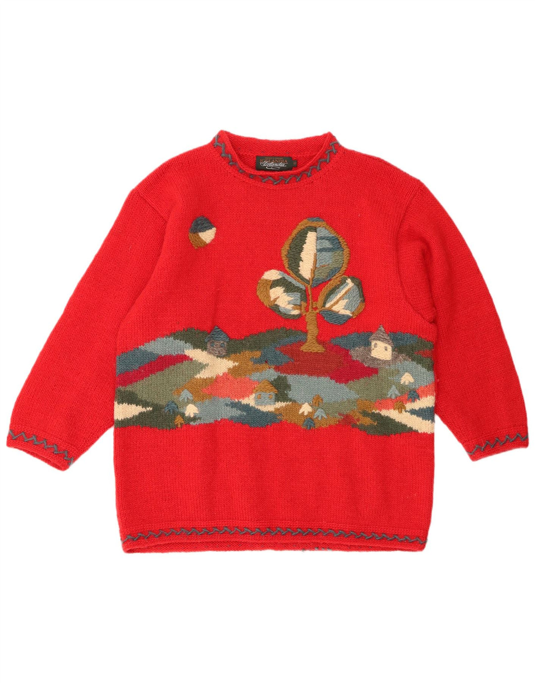 ICELANDIA Ženski pulover s velikim ovratnikom UK 10 Mala crvena