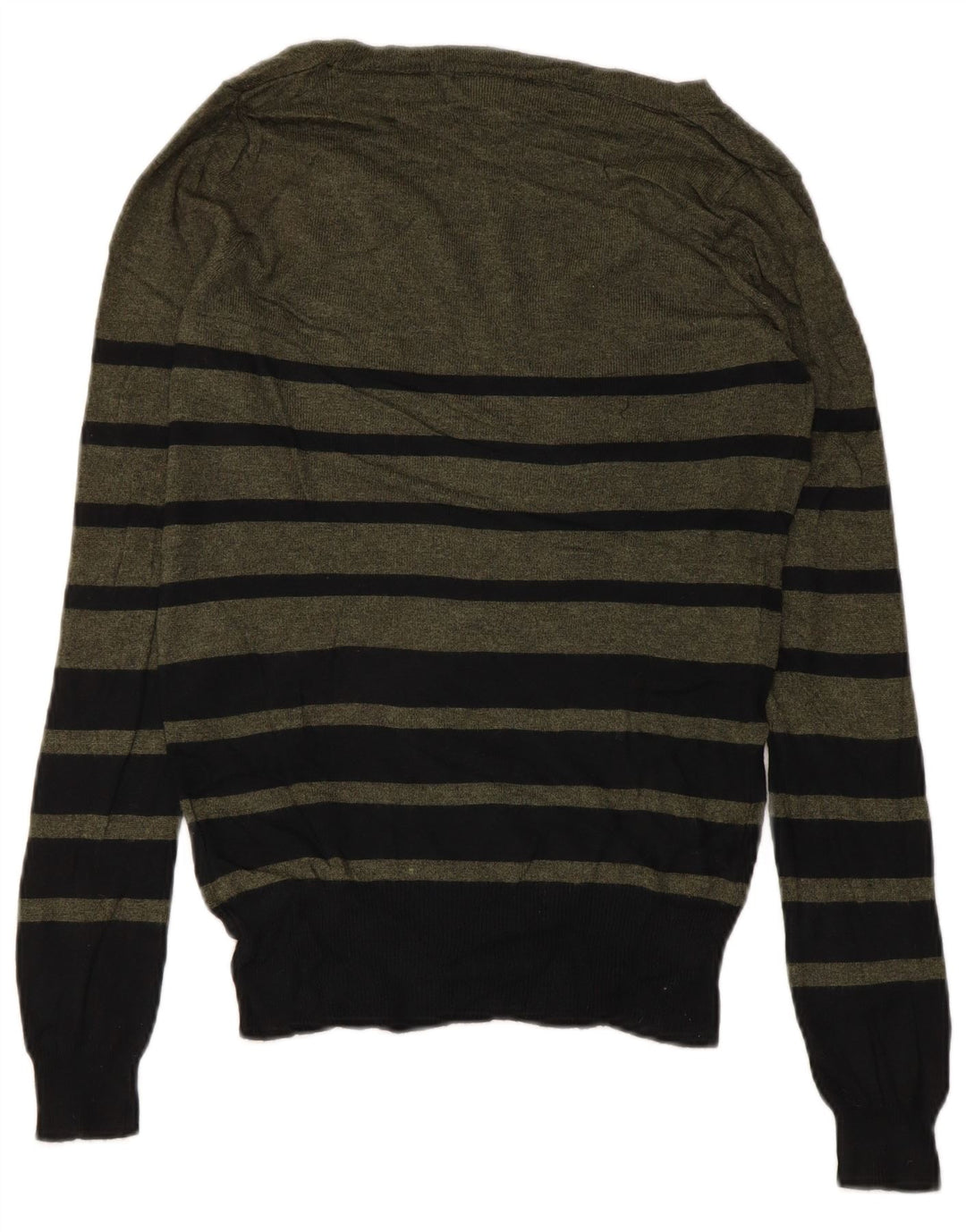 MOSSIMO ženski džemper s V-izrezom UK 6 XS kaki prugasti najlon