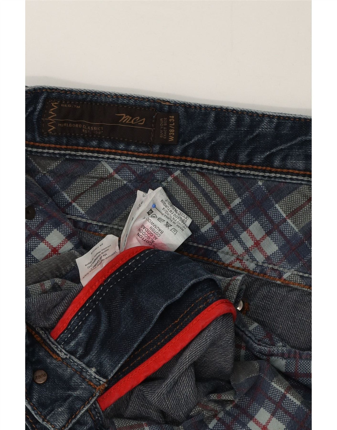 Marlboro Classics Mens Straight Jeans W38 L29 Plavi pamuk
