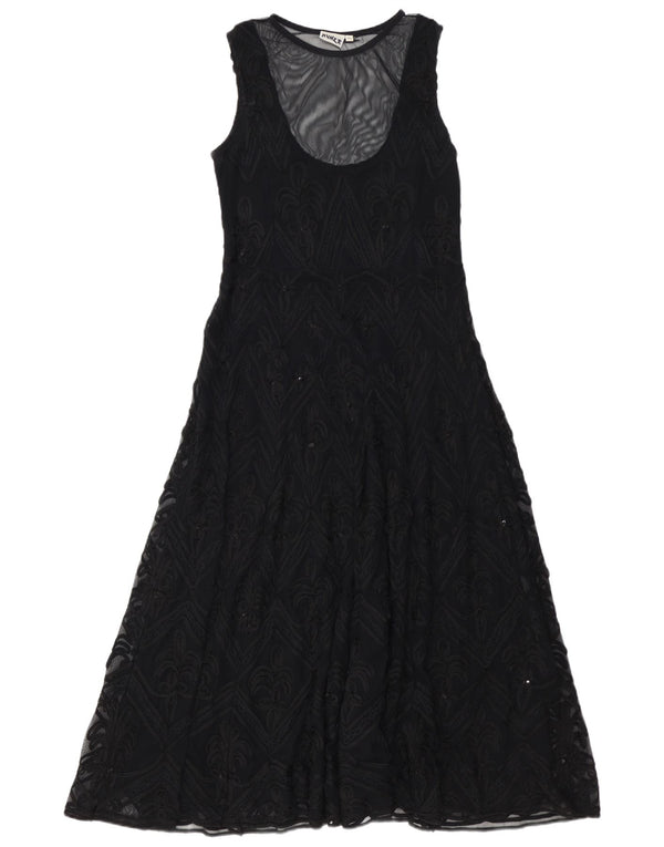 HUNZA ženska maksi haljina bez rukava UK 18 XL crna paisley viskoza