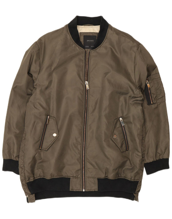 Zara muška bomber jakna UK 42 XL kaki poliester u boji