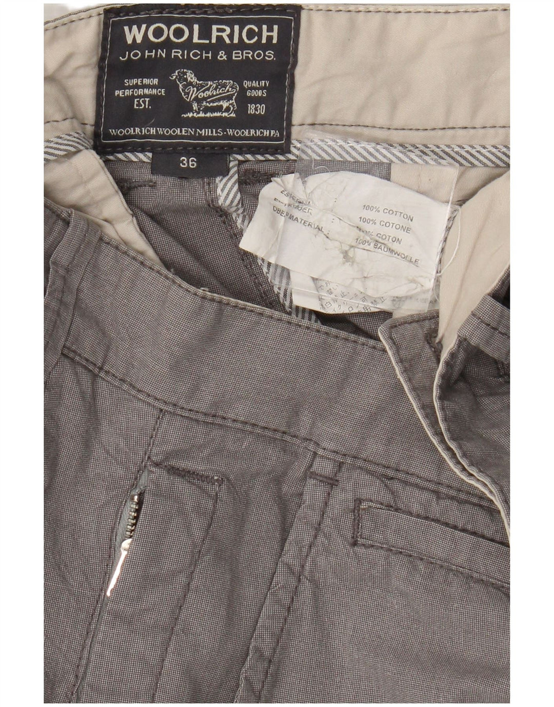Woolrich Muške chino kratke hlače W36 Veliki sivi pamuk