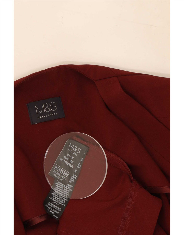 Marks & Spencer Ženska jakna s otvorenim sakoom UK 8 Mali bordo poliester