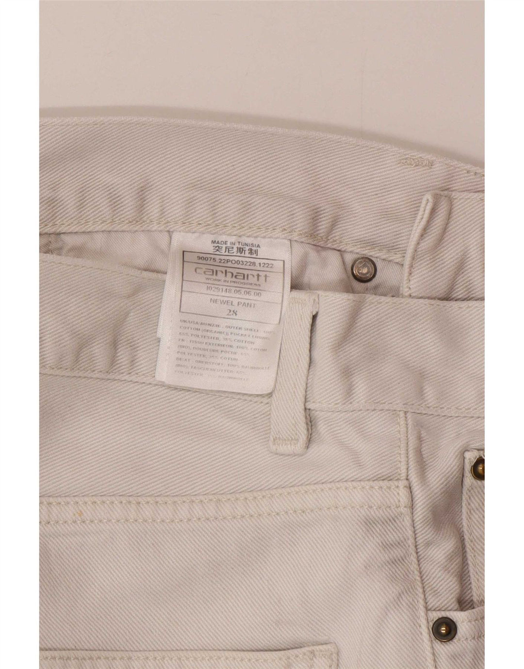 Carhartt Muške uske traperice W28 L28 Bijeli pamuk