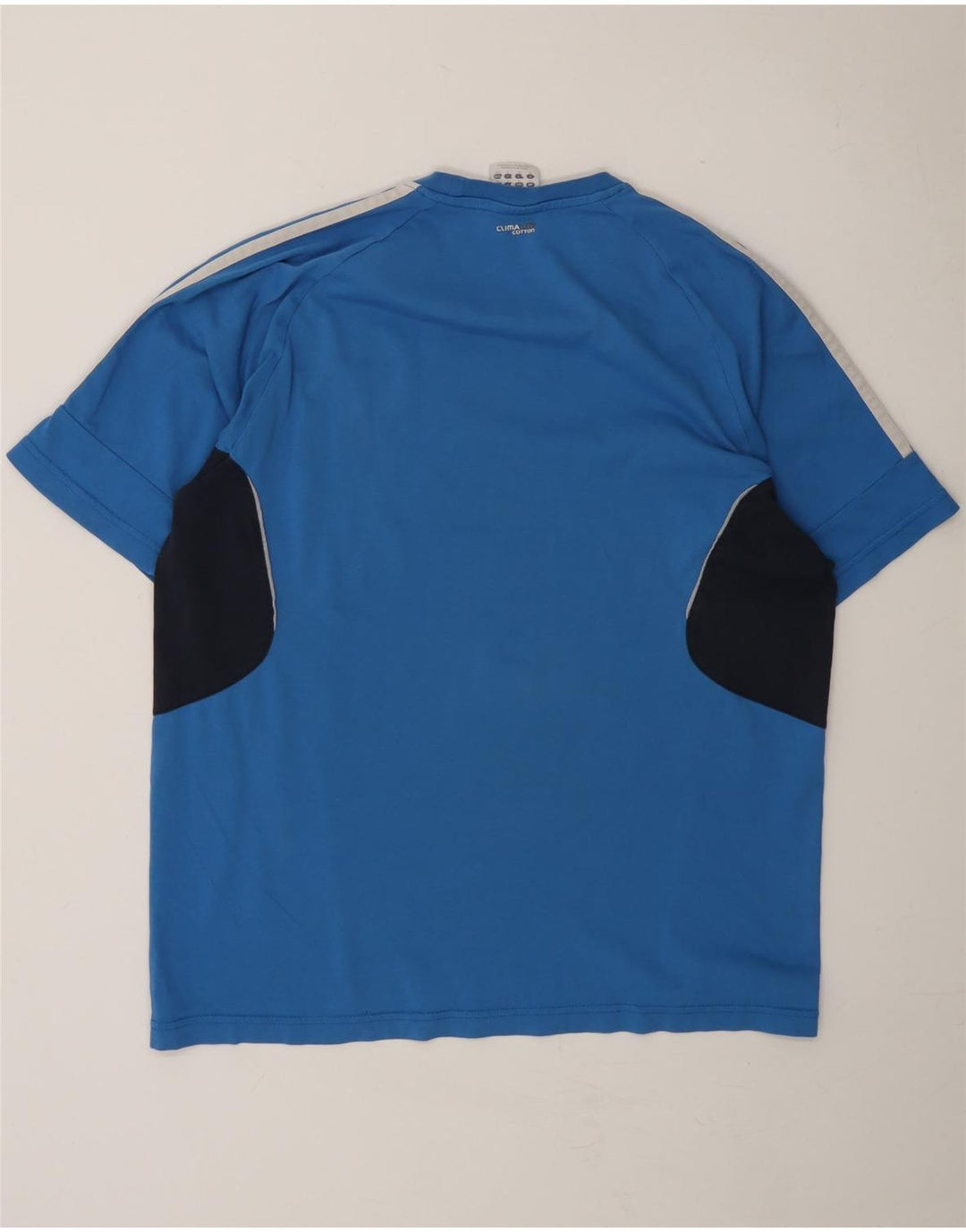 ADIDAS Mens Climalite T-Shirt Top Medium Blue Colourblock Cotton Vintage Adidas and Second-Hand Adidas from Messina Hembry 