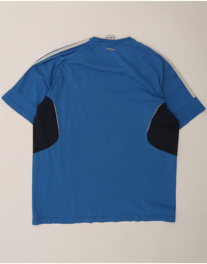 ADIDAS Mens Climalite T-Shirt Top Medium Blue Colourblock Cotton Vintage Adidas and Second-Hand Adidas from Messina Hembry 